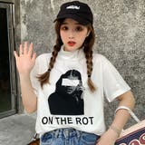 プリントハイネック半袖Tシャツカットソー 春夏 韓国ファッション | DearHeart | 詳細画像3