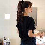リボン柄半袖Tシャツカットソー 春夏新作 韓国ファッション | DearHeart | 詳細画像4