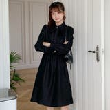 紐リボン付襟付長袖ワンピース 秋冬新作 韓国ファッション | DearHeart | 詳細画像6 
