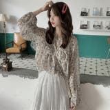 花柄フリルブラウス 秋冬新作 韓国ファッション | DearHeart | 詳細画像2 