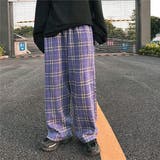 ワイドパンツ ブルー系 タータンチェック柄 | Decorative | 詳細画像4