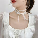 パールビーズ ホワイトレース リボンチョーカー | Decorative | 詳細画像1