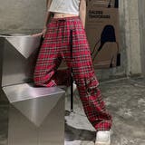チェック柄 ストレートパンツ レッド | Decorative | 詳細画像5