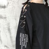 ショルダーリングとロゴプリントがストリート感のあるオーバーシルエット七分袖Tシャ… | Decorative | 詳細画像3