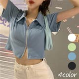 ジップアップ ショート丈トップス リブ素材 | Decorative | 詳細画像1