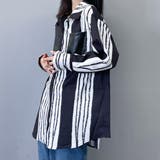 柄シャツ ランダムストライプ柄 レザーポケット | Decorative  | 詳細画像2 