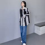 柄シャツ ランダムストライプ柄 レザーポケット | Decorative  | 詳細画像3 