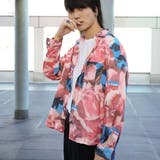 柄シャツ ピンクローズ ブルーテキスト | Decorative | 詳細画像1