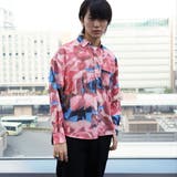 柄シャツ ピンクローズ ブルーテキスト | Decorative | 詳細画像4