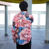柄シャツ ピンクローズ ブルーテキスト | Decorative | 詳細画像5