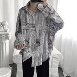 柄シャツ モノクロアート 木目調 | Decorative  | 詳細画像2 