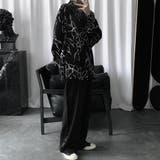 柄シャツ モノトーンアート サテンシャツ | Decorative  | 詳細画像5 