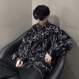 柄シャツ モノトーンアート サテンシャツ | Decorative  | 詳細画像7 