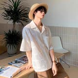 柄シャツ 透かし編み ブロックレース | Decorative | 詳細画像1