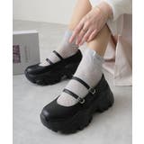 ブラック | 軽量厚底 プラットフォーム スニーカーライク | DEMETER