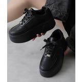 【25年春夏再販】軽量厚底 プラットフォーム レースアップ コートスニーカー | DEMETER | 詳細画像33 