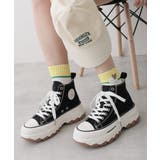 ブラック | 【25年春夏新作】厚底 ボリュームソール レースアップ ハイカットスニーカー | DEMETER