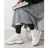 ホワイト | 【25年春夏新作】厚底 ボリュームソール レースアップ ハイカットスニーカー | DEMETER