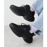 ブラック | 【25年春夏新作】軽量 厚底 ボリューム デザインソール ダッドスニーカー | DEMETER