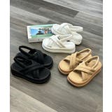 【25年春夏新作】厚底 ダブルソール クロスデザイン パテッドサンダル | DEMETER | 詳細画像2 