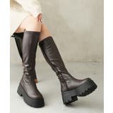 ブラウン | 【25年秋冬新作】厚底 トリプルソール ストレッチ ロングブーツ | DEMETER