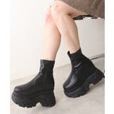 ブラックスムース | 【25年秋冬新作】厚底 ボリュームソール ストレッチ ショートブーツ | DEMETER