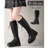 【25年秋冬新作】厚底 プラットフォーム レースアップ ロングブーツ | DEMETER | 詳細画像1 