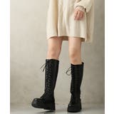 【25年秋冬新作】厚底 プラットフォーム レースアップ ロングブーツ | DEMETER | 詳細画像19 