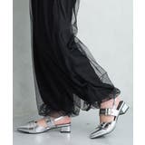 シルバー | 【26年春夏再販】ポインテッドトゥ バックルベルト ストラップパンプス | DEMETER