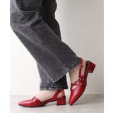 ワイン | 【25年秋冬新作】ポインテッドトゥ クロスデザイン ストラップパンプス | DEMETER