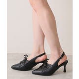 ブラック | 【26年春夏新作】ポインテッドトゥ レースアップ バックストラップ パンプス | DEMETER