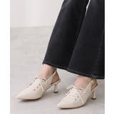 ホワイト | 【26年春夏新作】ポインテッドトゥ レースアップ バックストラップ パンプス | DEMETER