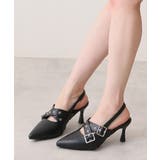 ブラック | 【26年春夏新作】ポインテッドトゥ クロスベルト バックストラップ パンプス | DEMETER