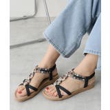 ブラック | 【25年春夏新作】エスニック調 ゴールドパーツ リゾートサンダル | DEMETER