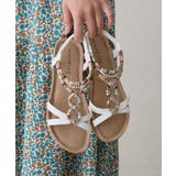 ホワイト | 【25年春夏新作】エスニック調 ゴールドパーツ リゾートサンダル | DEMETER