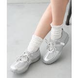 シルバー | 【26年春夏新作】ベルクロ 素材MIX レースアップスニーカー | DEMETER