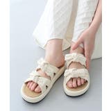 ホワイト | 【26年春夏新作】パールリボン ダブルベルト サンダル | DEMETER