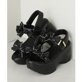 【26年春夏新作】厚底 リボンデザイン ベルクロ スポーツサンダル | DEMETER | 詳細画像3 