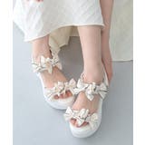 アイボリー | 【26年春夏新作】厚底 リボンデザイン ベルクロ スポーツサンダル | DEMETER