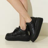 ブラック | 【24年春夏新作】厚底 プラットフォーム レースアップ コートスニーカー | DEMETER