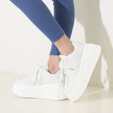 ホワイト | 【24年春夏新作】厚底 プラットフォーム レースアップ コートスニーカー | DEMETER