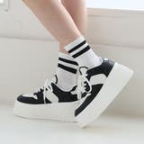 ブラック/ホワイト | 【24年春夏新作】厚底 プラットフォーム レースアップ コートスニーカー | DEMETER