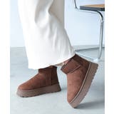 ダークブラウン | 【24年秋冬再販】厚底ソール ボリュームファー ショート丈 ムートンブーツ | DEMETER