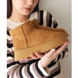 キャメル | 【24年秋冬再販】厚底ソール ボリュームファー ショート丈 ムートンブーツ | DEMETER