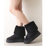 ブラック | 【25年秋冬新作】厚底 ファーカバー ミニ丈 ムートンブーツ | DEMETER