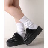 ブラック | 【25年秋冬新作】厚底 プラットフォーム モカシンデザイン ムートンシューズ | DEMETER