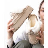 ベージュ | 【25年秋冬新作】厚底 プラットフォーム モカシンデザイン ムートンシューズ | DEMETER