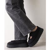 ブラック | 【25年秋冬新作】厚底 ボリュームファー ムートンシューズ | DEMETER