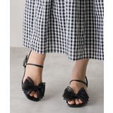 ブラック | 【25年春夏新作】2WAY スクエアトゥ シフォンリボン ストラップサンダル | DEMETER
