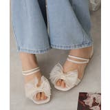 アイボリー | 【25年春夏新作】2WAY スクエアトゥ シフォンリボン ストラップサンダル | DEMETER